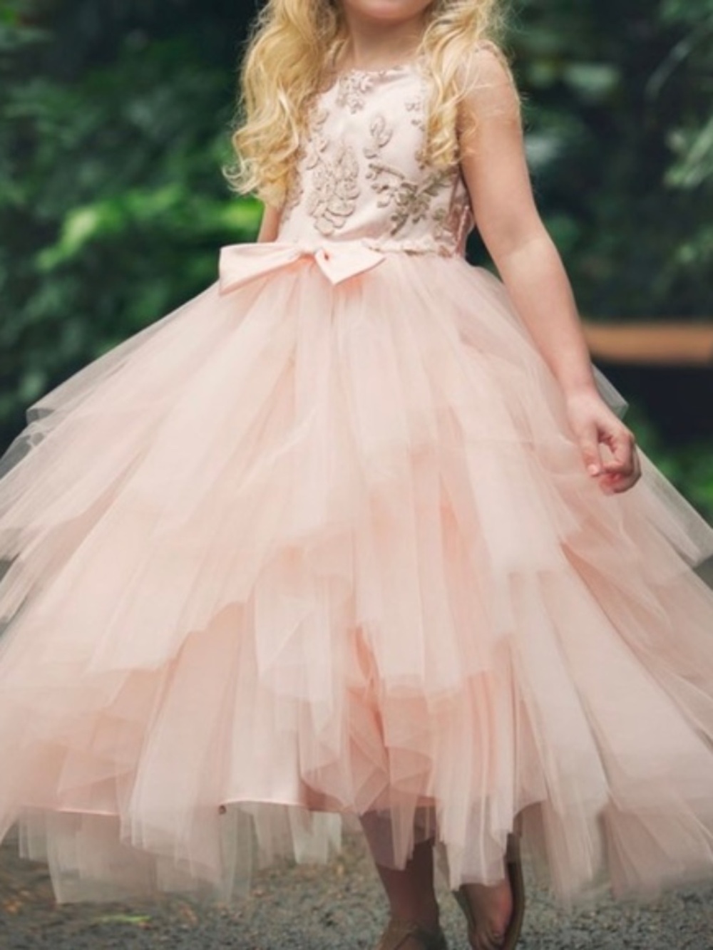 NWT Petite Adele Blush Pink Sequin Tulle Dress Girls 5/6 Formal
